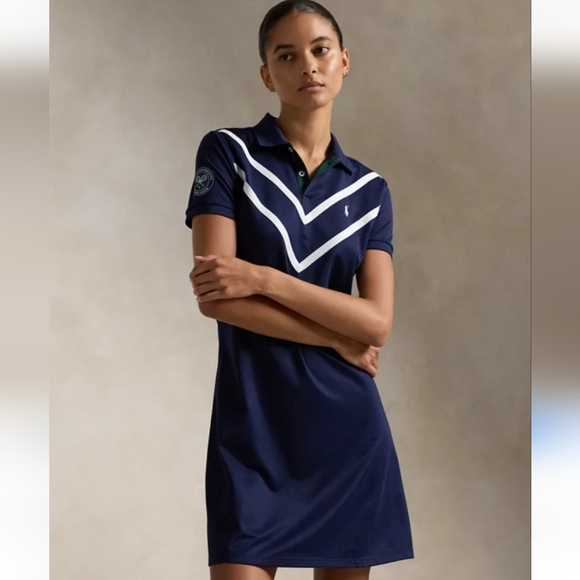 NWT Polo Ralph Lauren Wimbledon Chevron Performance Polo Dress, Size M - Picture 3 of 16